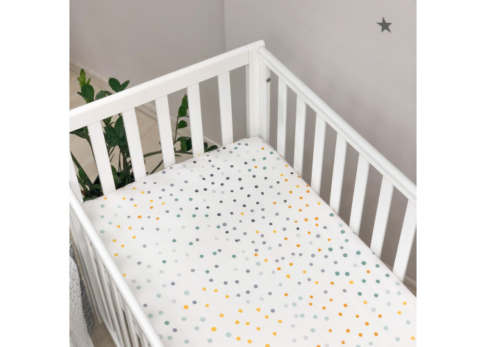 Простирадло дитяче Акварельні горошки гірчиця