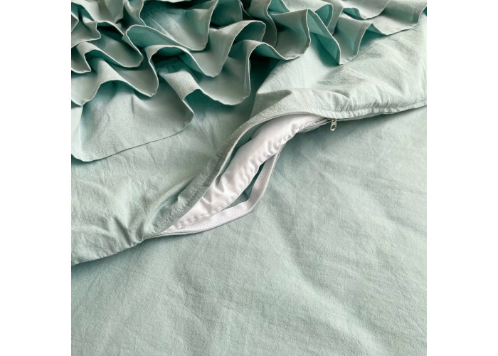 Комплект постільної білизни ясла варена бавовна з рюшем мятний