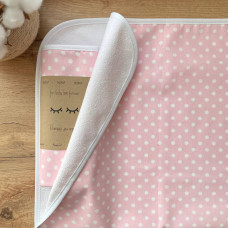 Пелюшка непромокаюча Горошок білий на рожевому