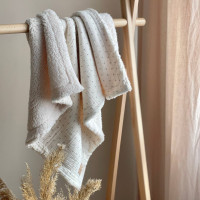 Плед муслін на хутрі Teddy горошок сірий