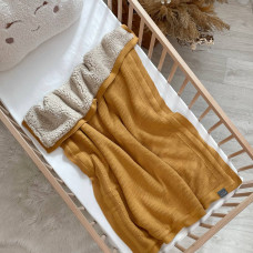 Плед бавовна Teddy Рогожка гірчиця