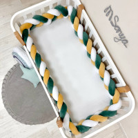 Бортик-коса білий/малахіт/т.гірчиця 3,6м на всі сторони ліжечка