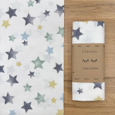 Пелюшка бязь Акварельні зірки сіро-мятні