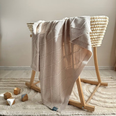 Плед вязаний Ромби пісочний