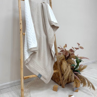 Плед вязаний Wellsoft Рогожка new пісочний