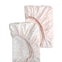 Простирадло дитяче 2шт 90х200 поплін пудра світла+сердечка пудра-ліла