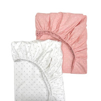 Простирадло дитяче 2шт 90х200 поплін горох бежевий+горох на пудрі