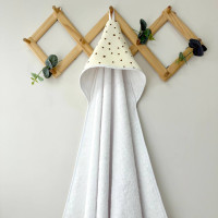 Рушник куточок махра+горошки коричневі на айворі 80х100