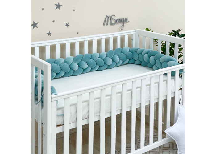 Бортик-коса темна мята 4 плетіння