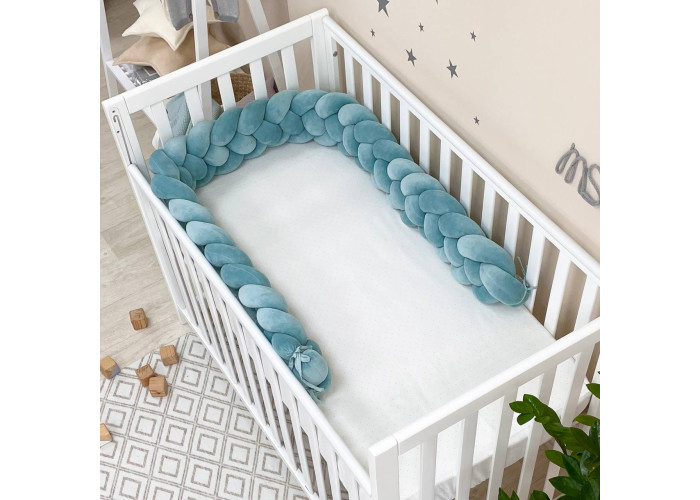 Бортик-коса темна мята 4 плетіння