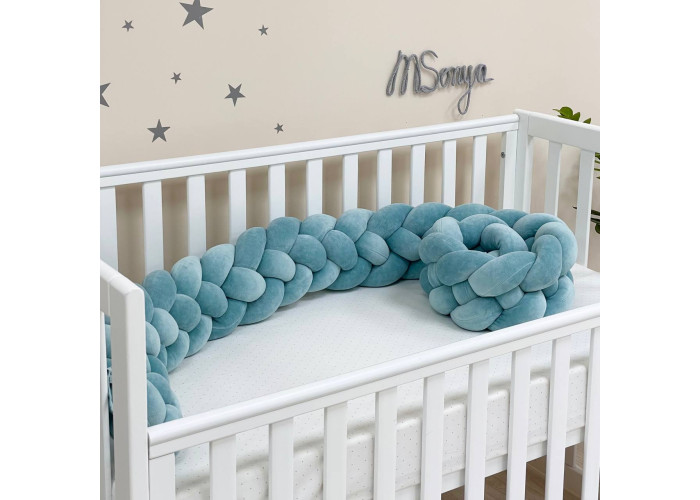 Бортик-коса темна мята 4 плетіння