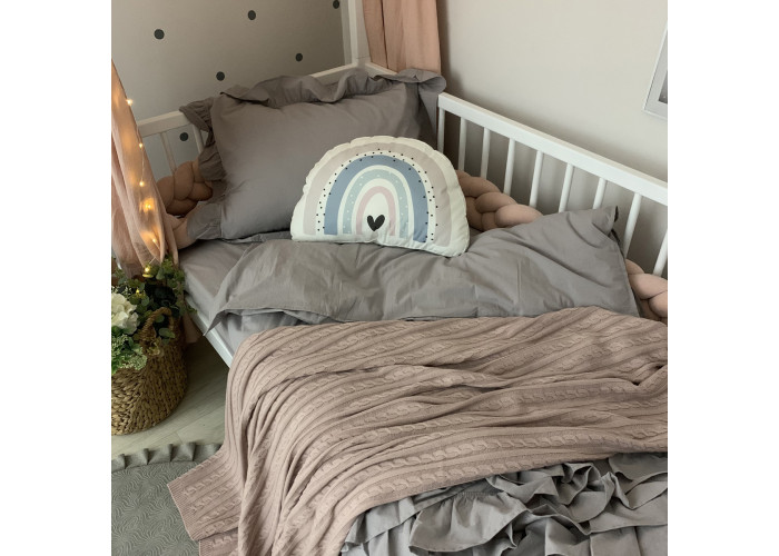 Комплект постільної білизни підліток варена бавовна з рюшем сірий