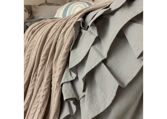 Комплект постільної білизни підліток варена бавовна з рюшем сірий