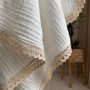 Плед муслін жатка Білий з мереживом Мальви бежеве