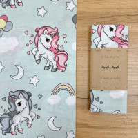 Пелюшка бязь Єдинороги в хмаринках на мяті 80х100 +/- 2 см