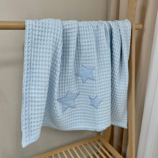 Плед вафля "Грецька" блакитний зірка