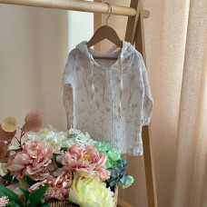 Туніка дитяча муслін Сердечка, гілочки пудра