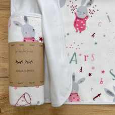 Непромокаюча пелюшка 50х80 Фланель/Мембрана Зайці на драбинці рожеві