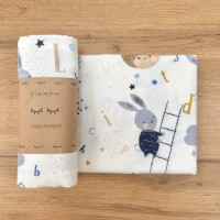 Пелюшка фланель Зайці на драбинці блакитний