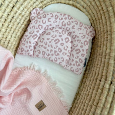 Подушка з вушками муслін Леопард рожевий (130056)