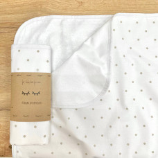 Непромокаюча пелюшка Поплін/Мембрана Горох бежевий на білому 45х75