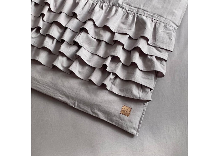 Комплект постільної білизни ясла варена бавовна з рюшем сірий