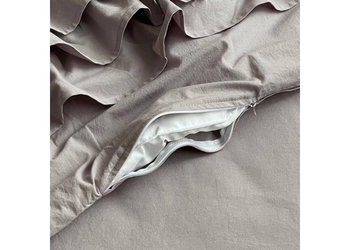 Комплект постільної білизни ясла варена бавовна з рюшем сірий