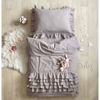 Комплект постільної білизни ясла варена бавовна з рюшем сірий