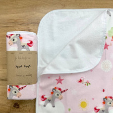 Пелюшка непромокаюча фланель Єдиноріг на рожевому