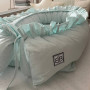 Комплект (кокон з рюшем + подушка + плед) світла мята