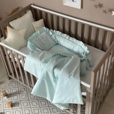 Комплект (кокон з рюшем + подушка + плед) світла мята