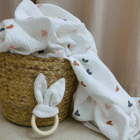 Пелюшка муслін Сердечка акварельні графіт-пудра