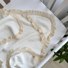 Крижма муслін з еластичним мереживом біла