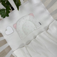 Подушка з вушками поплін Зірка рожева на білому (130046)