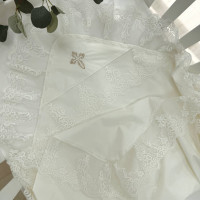 Крижма поплін з мереживом Квіточка молочна