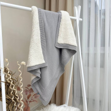 Плед вязаний Teddy Рогожка new сірий