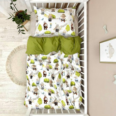 Комплект постільної білизни підліток 1,5 Labubu/олива (підковдра+наволочка)