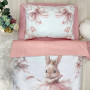 Комплект постільної білизни дитячий поплін Заєць з півоніями (підковдра+наволочка)