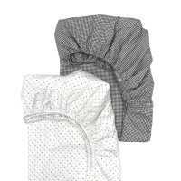 Простирадло дитяче 2шт 90х200 поплін клітинка чорна+горох синьо-теракотовий