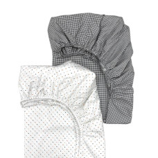 Простирадло дитяче 2шт 90х200 поплін клітинка чорна+горох синьо-теракотовий