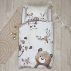 Комплект постільної білизни дитячий поплін Акварельні звірята (підковдра+наволочка)