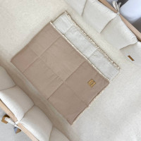 Плед утеплений з мереживом льон лляний/шоколад