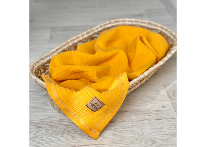 Плед муслін жатка гірчиця без бахроми