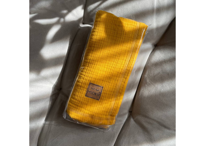 Плед муслін жатка гірчиця без бахроми