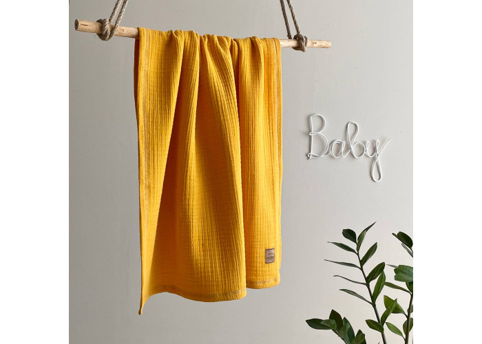 Плед муслін жатка гірчиця без бахроми