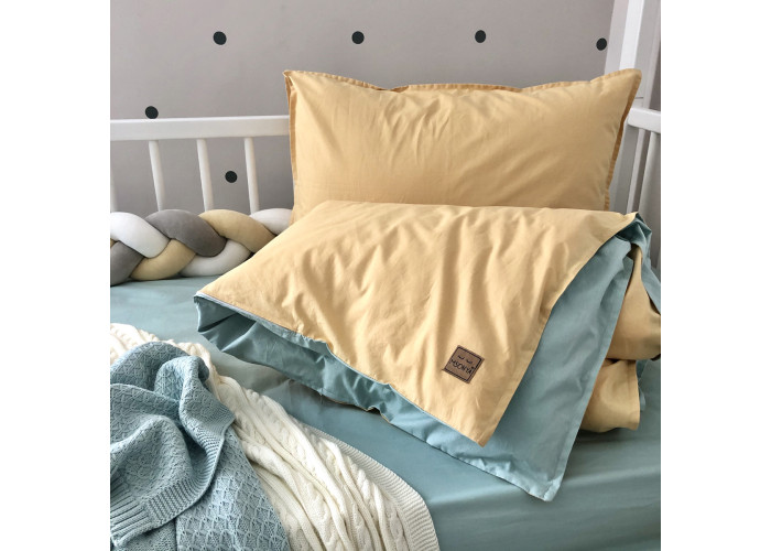 Комплект постільної білизни підліток поплін гірчиця/мята