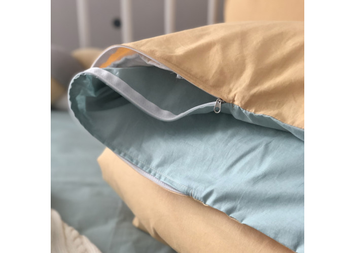 Комплект постільної білизни підліток поплін гірчиця/мята