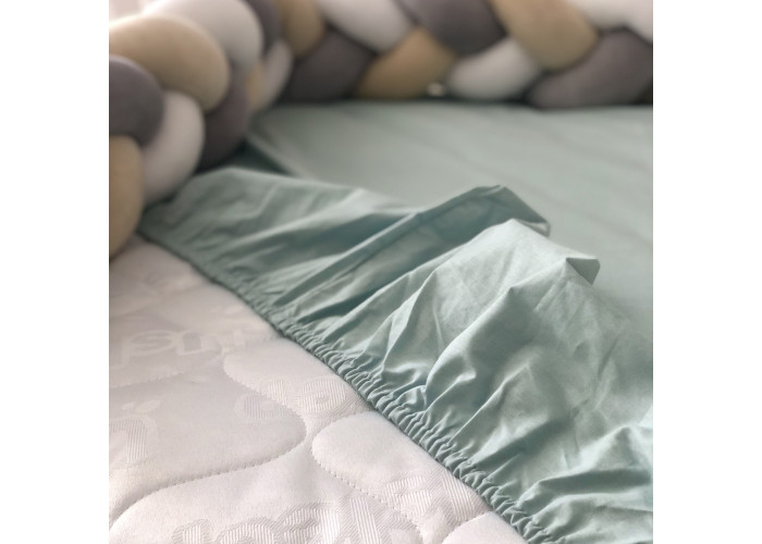 Комплект постільної білизни підліток поплін гірчиця/мята