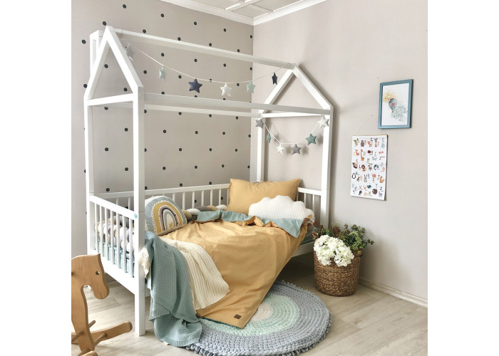 Комплект постільної білизни підліток поплін гірчиця/мята