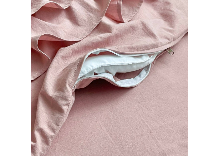 Комплект постільної білизни ясла варена бавовна з рюшем пудра